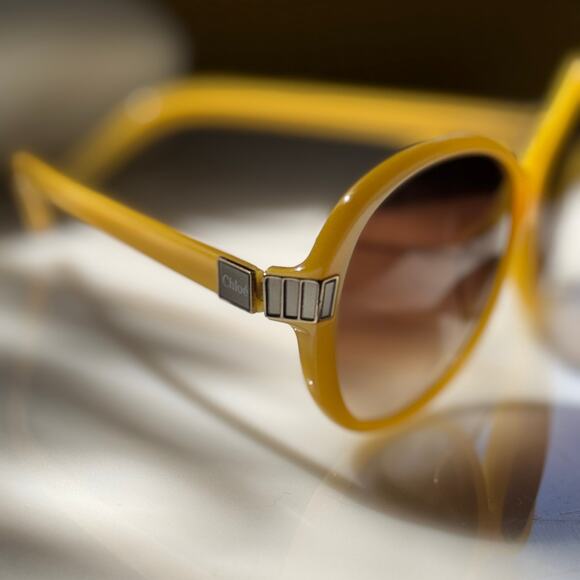 Chloé CE605S 799 Sunglasses|Oversized Round Yellow Brown Gradient Italy NWOT - Picture 5 of 13